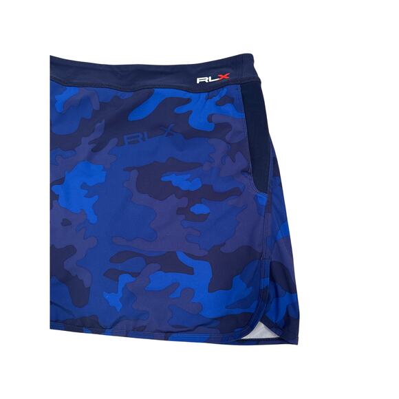 RLX Ralph Lauren Blue Black Camouflage Stretch Skort Sz M At Leisure Tennis Golf - Picture 2 of 14